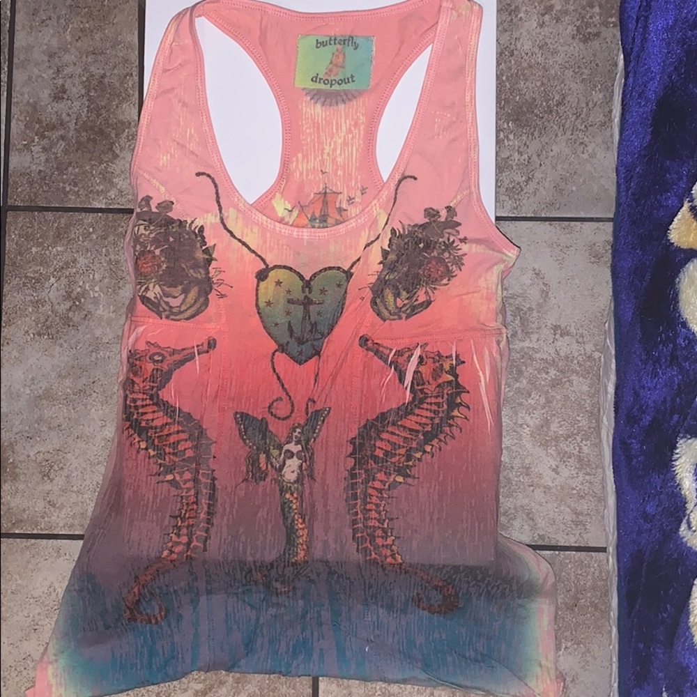 Medium coral butterfly dropout tank